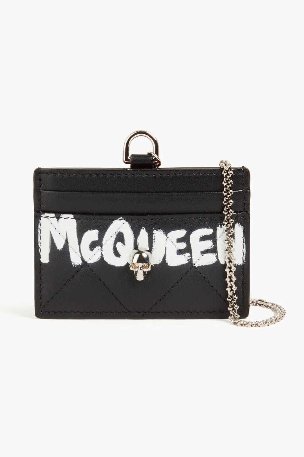 

Стеганый кожаный картхолдер с логотипом Alexander Mcqueen, черный