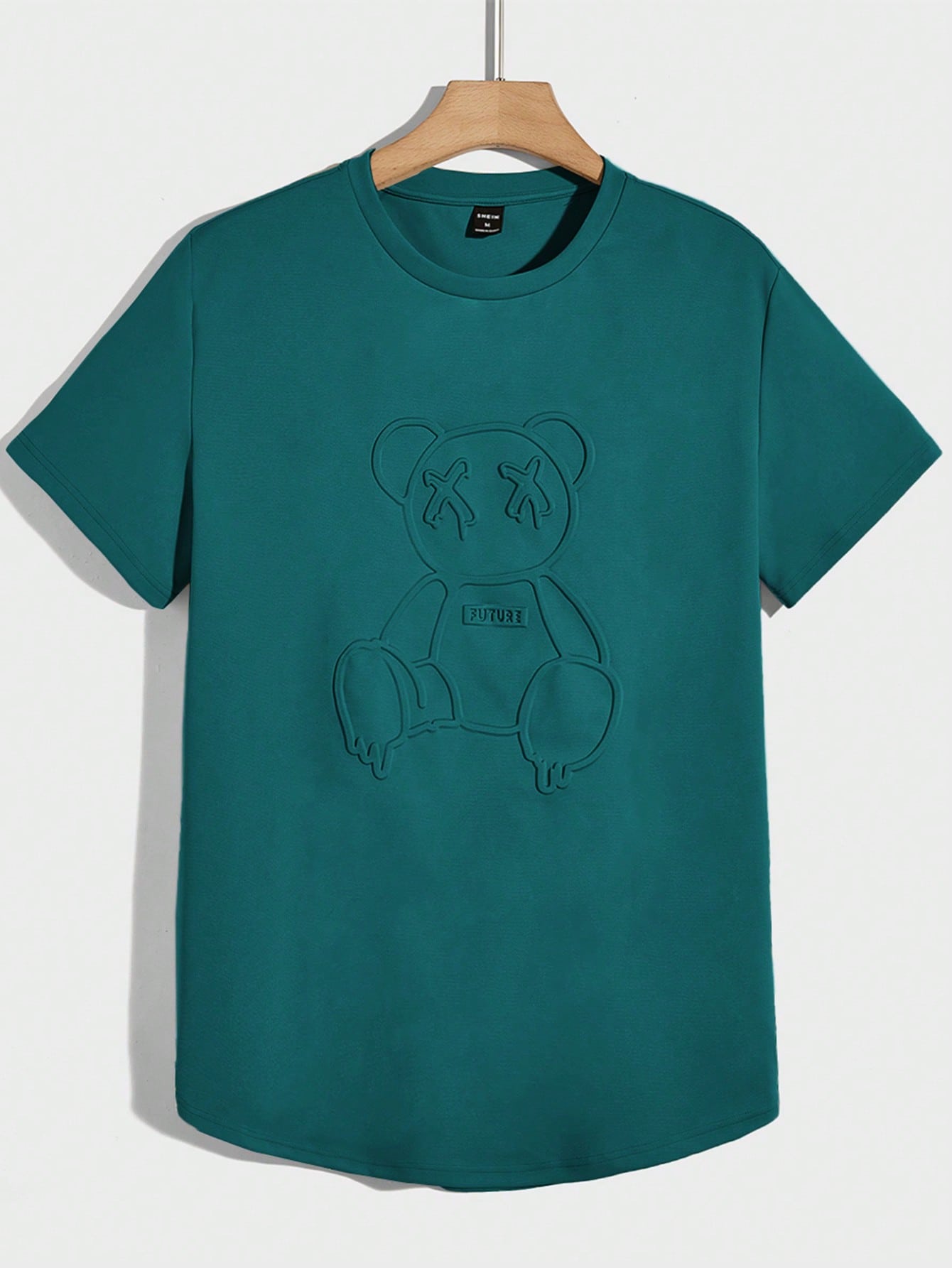 Мужская вязаная футболка Manfinity Hypemode с короткими рукавами и прессованным мишкой, зеленый