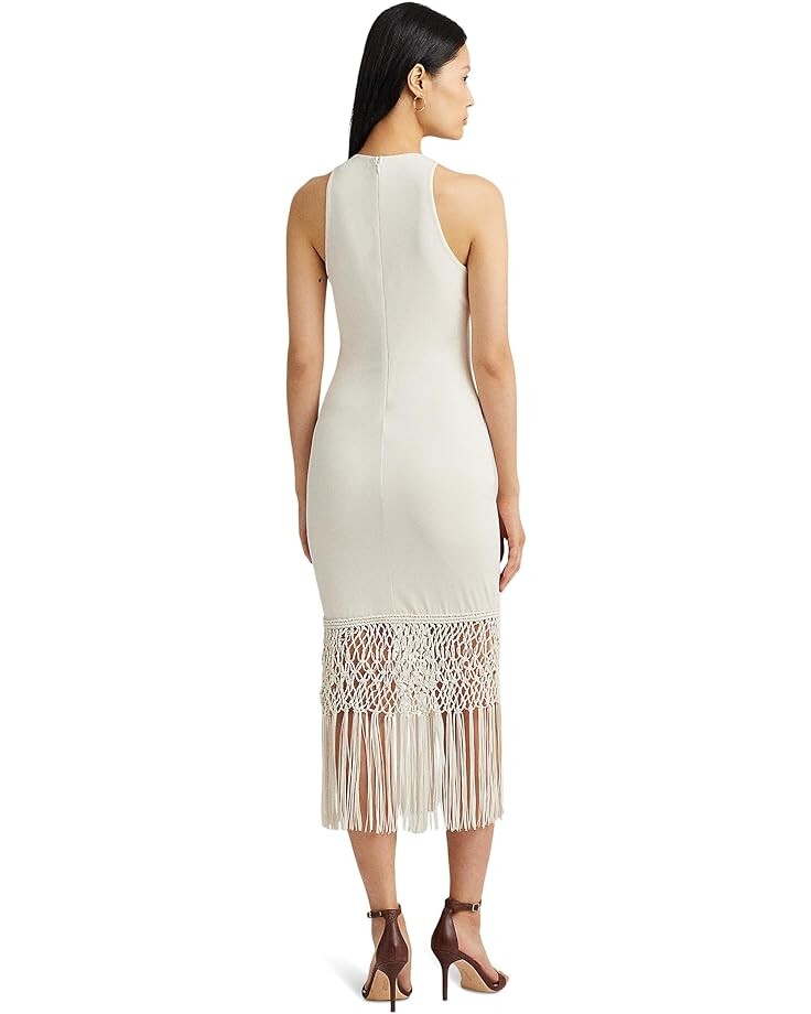 

Платье LAUREN Ralph Lauren Fringe-Trim Sleeveless Cocktail Dress, цвет Mascarpone Cream