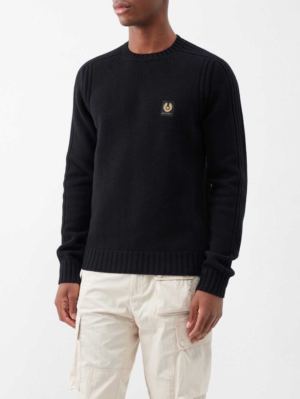 

Смотреть вязаный шерстяной свитер Belstaff, черный