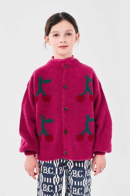 

Детский кардиган из смесовой шерсти Cherry Bobo Choses, розовый