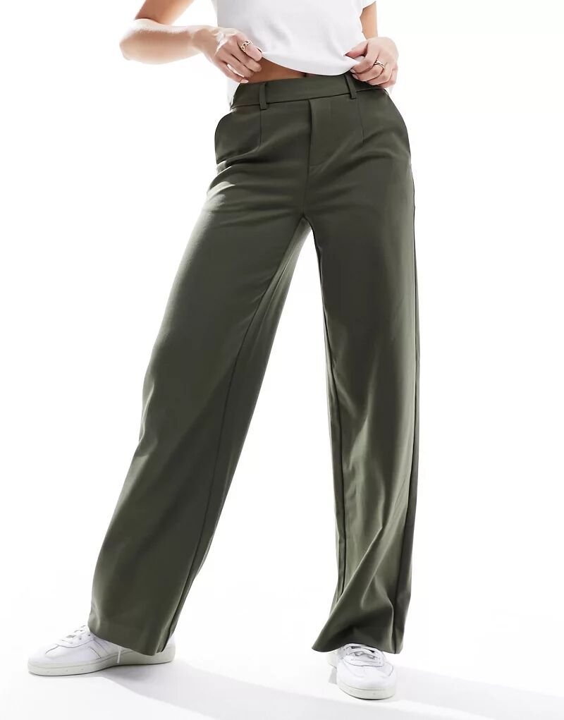 Зеленые широкие брюки Object брюки широкие зеленые glvr