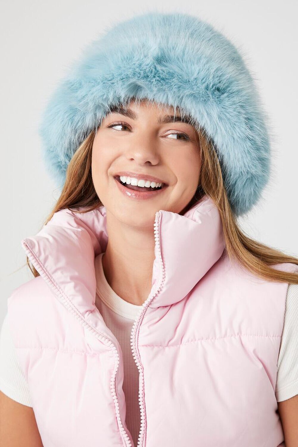 

Панама из искусственного меха Forever 21, синий