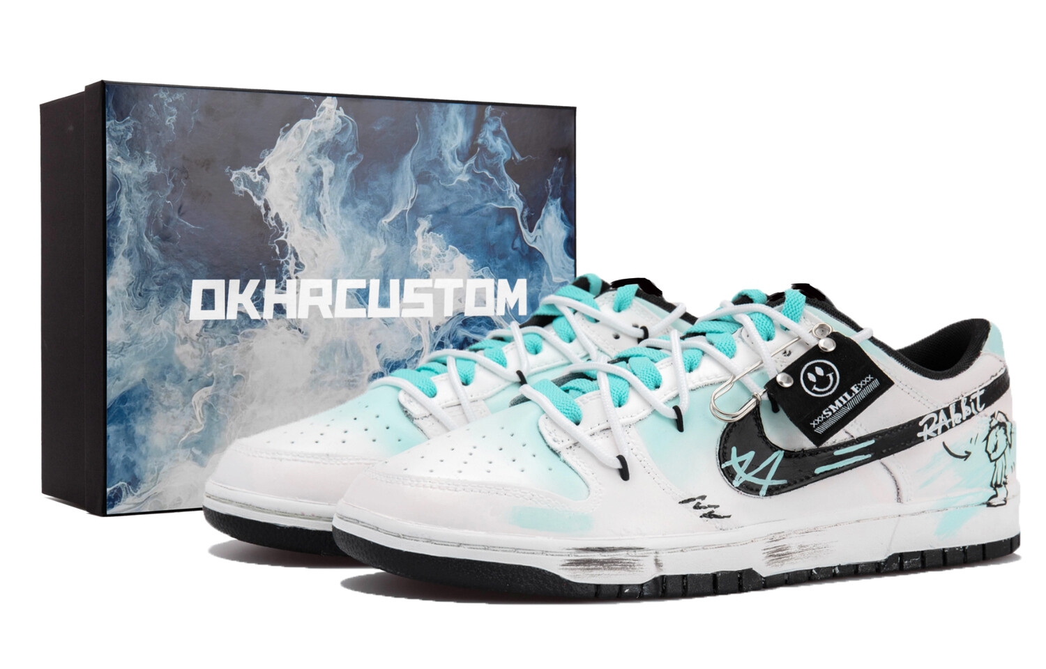 

Кроссовки Nike Dunk Skateboarding Shoes Unisex Low-top Cloud White/Core Black/Green Spark, белый/зеленый/черный