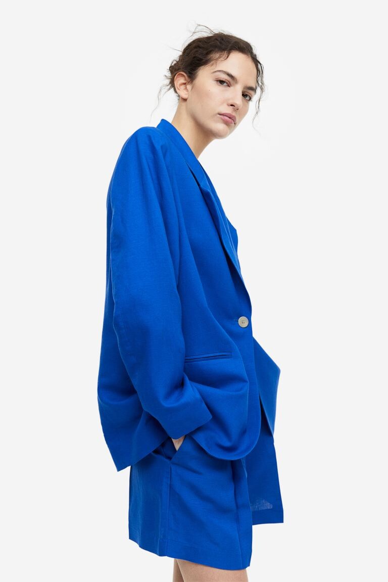 

Блейзер из смесового льна на одной пуговице H&M
