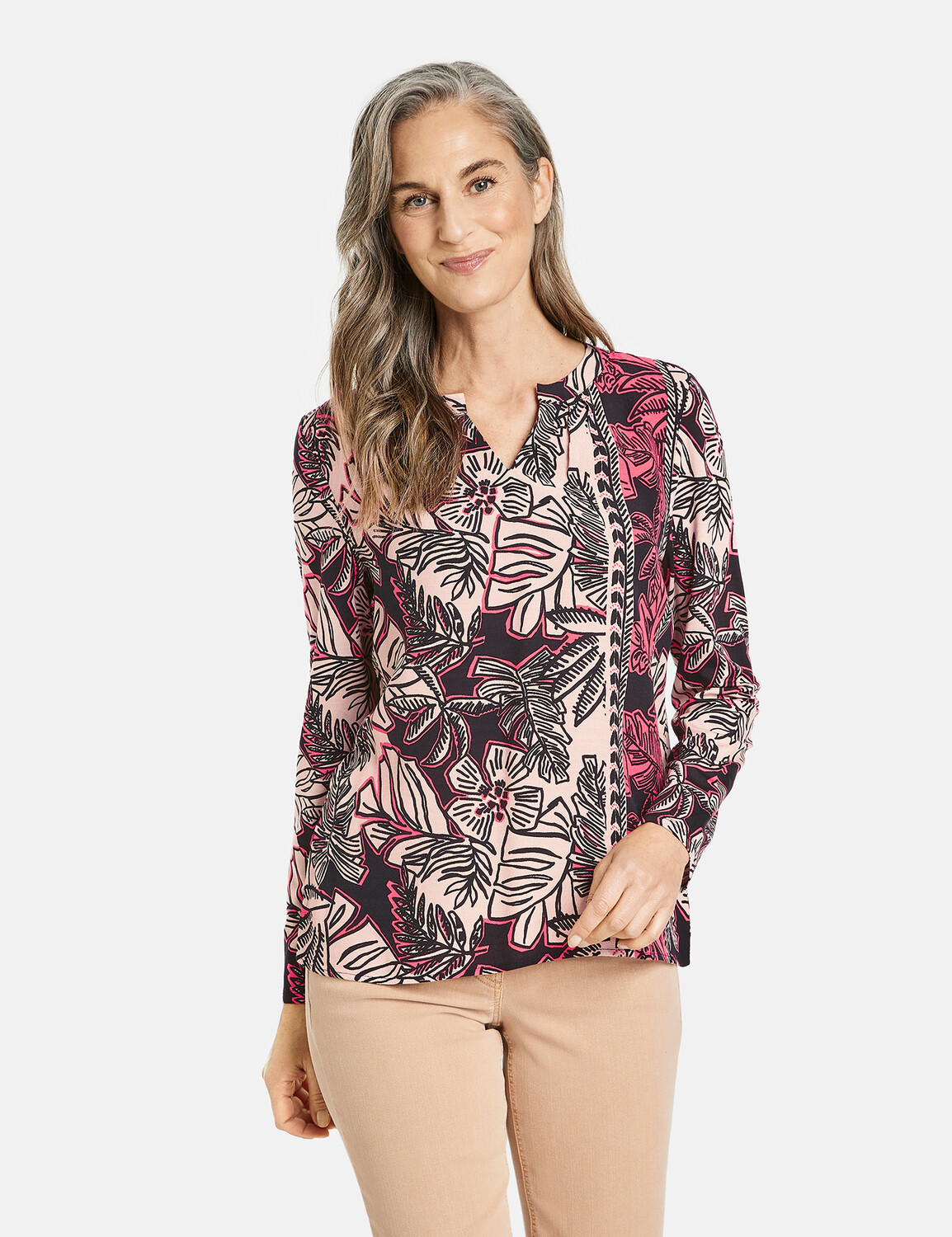 Футболка Gerry Weber 3/4 Arm, экрю/белый/черный принт комплект нарядный церемония экрю 62 белый