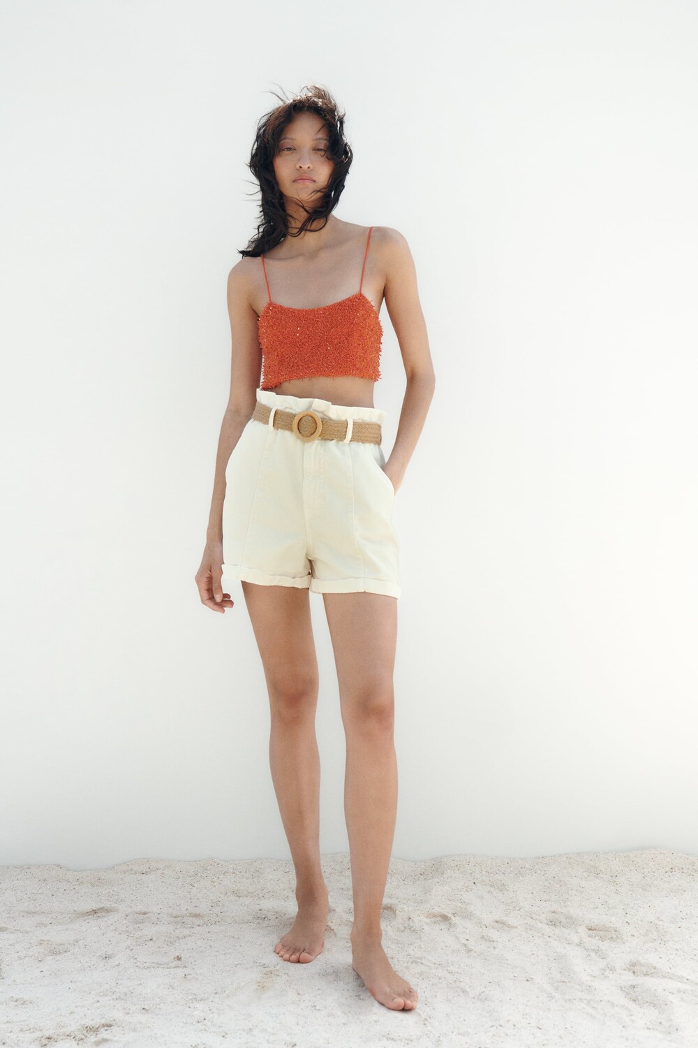 

Bermuda z1975 джинсовая сумка с поясом Zara, экрю