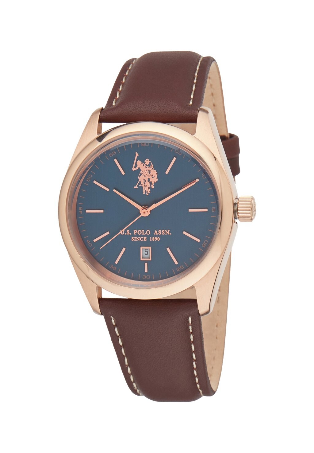 

Часы Aaron U.S. Polo Assn., цвет rose gold blue brown