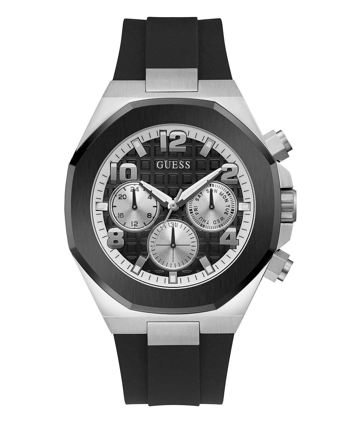 

Мужские многофункциональные черные силиконовые часы 46 мм GUESS