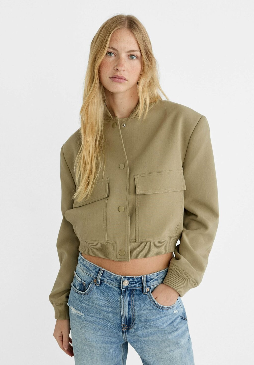 

Куртка бомбер Stradivarius, хаки