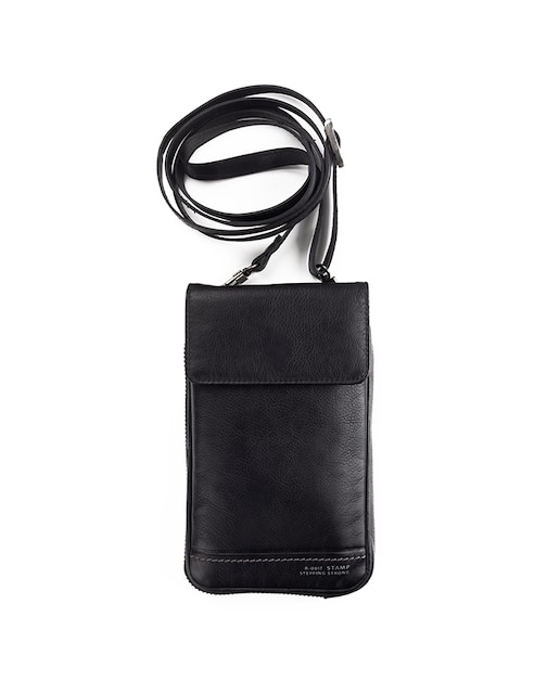 Черная кожаная сумка для мобильного телефона унисекс Stamp, черный