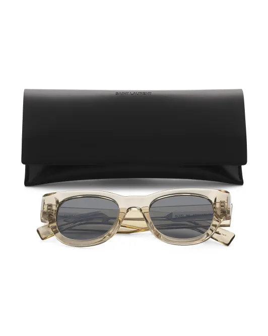 

Круглые солнцезащитные очки 49 мм Saint Laurent, цвет Clear
