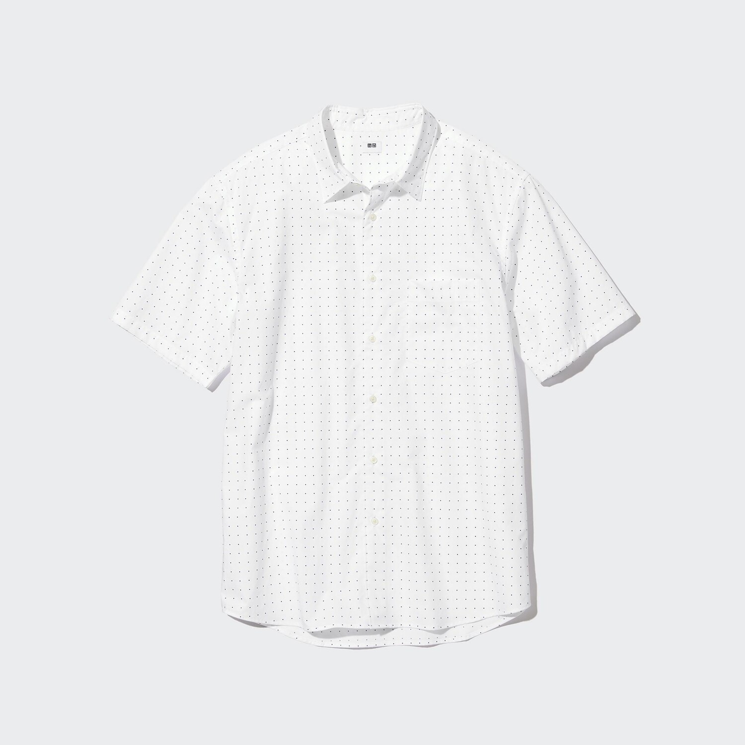 

Рубашка UNIQLO с короткими рукавами в горошек, белый