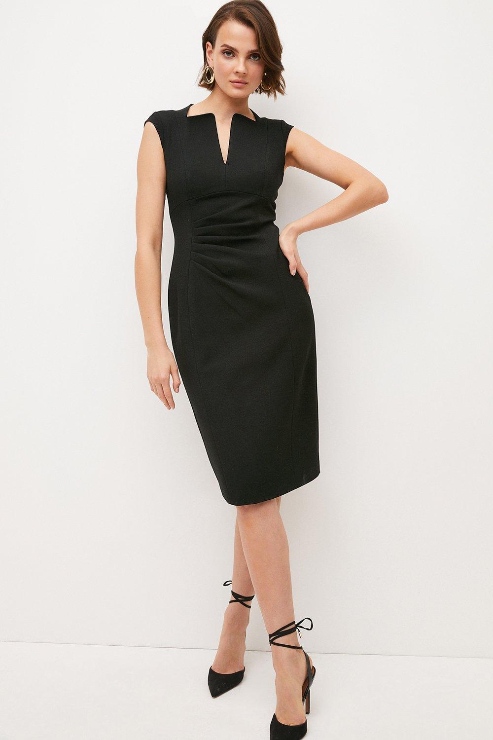 Платье миди-карандаш с вырезом-конвертом из структурированного крепа по индивидуальному заказу Karen Millen, черный