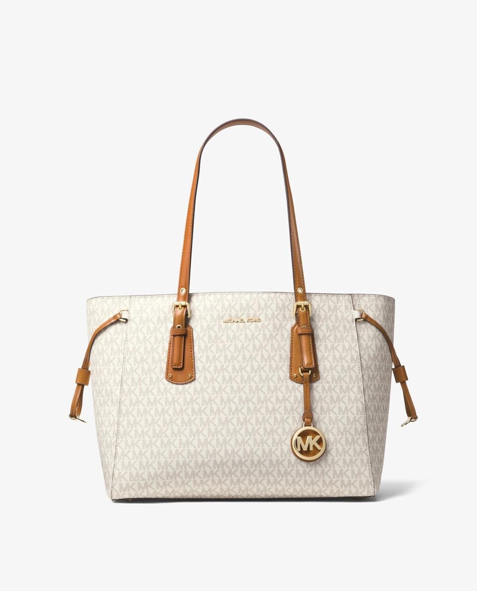 

Кремовая большая сумка на плечо Voyager с логотипами Michael Michael Kors, кремовый