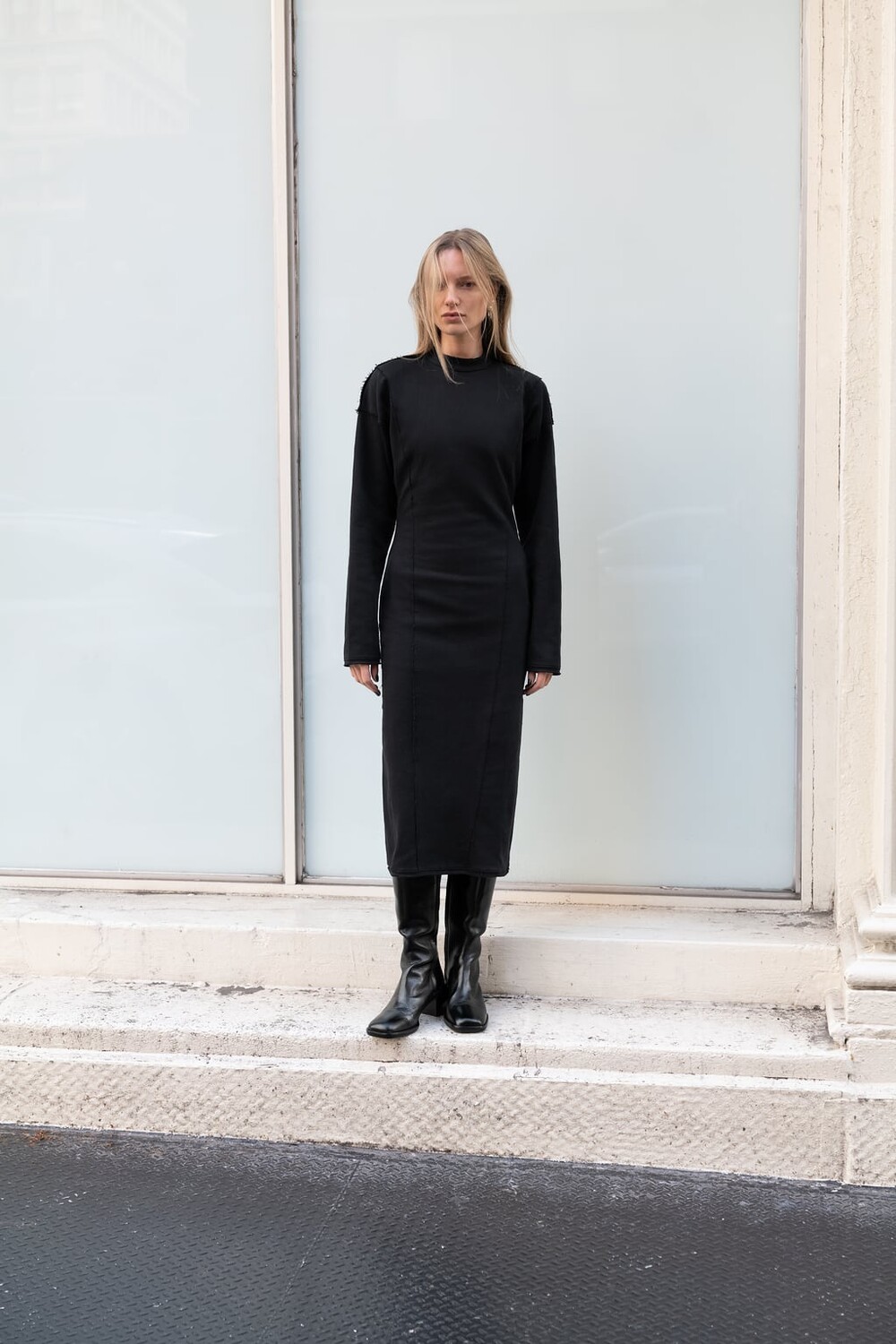 

Платье из эластичного хлопка с вырезами ZARA, черный