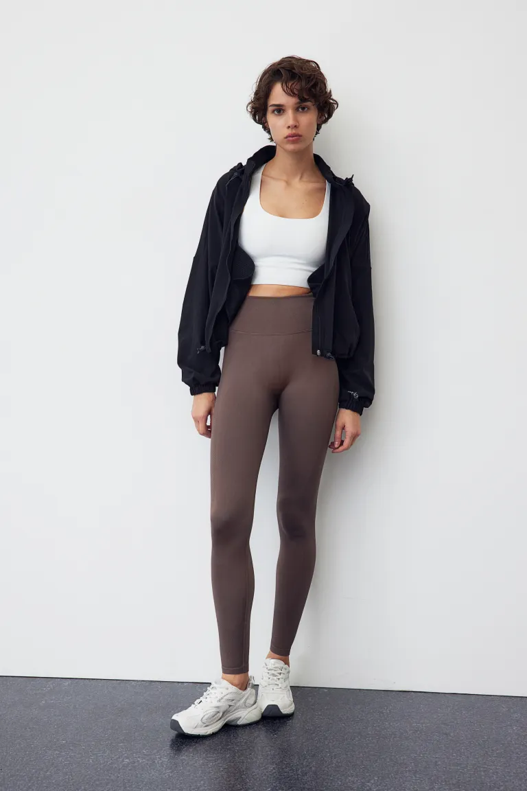 

Бесшовные спортивные тайтсы drymove shaping H&M, коричневый, Серый