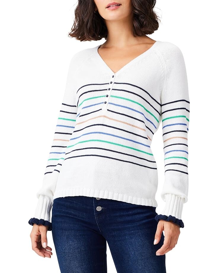 

Свитер NIC+ZOE Maritime Stripe Sweater, кремовый, Бежевый