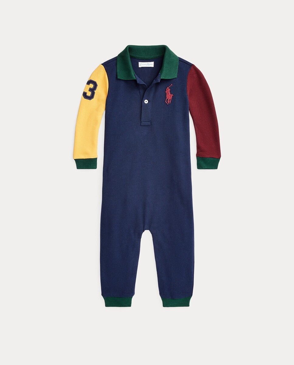

Хлопковый комбинезон для мальчика темно-синего цвета Polo Ralph Lauren, темно-синий