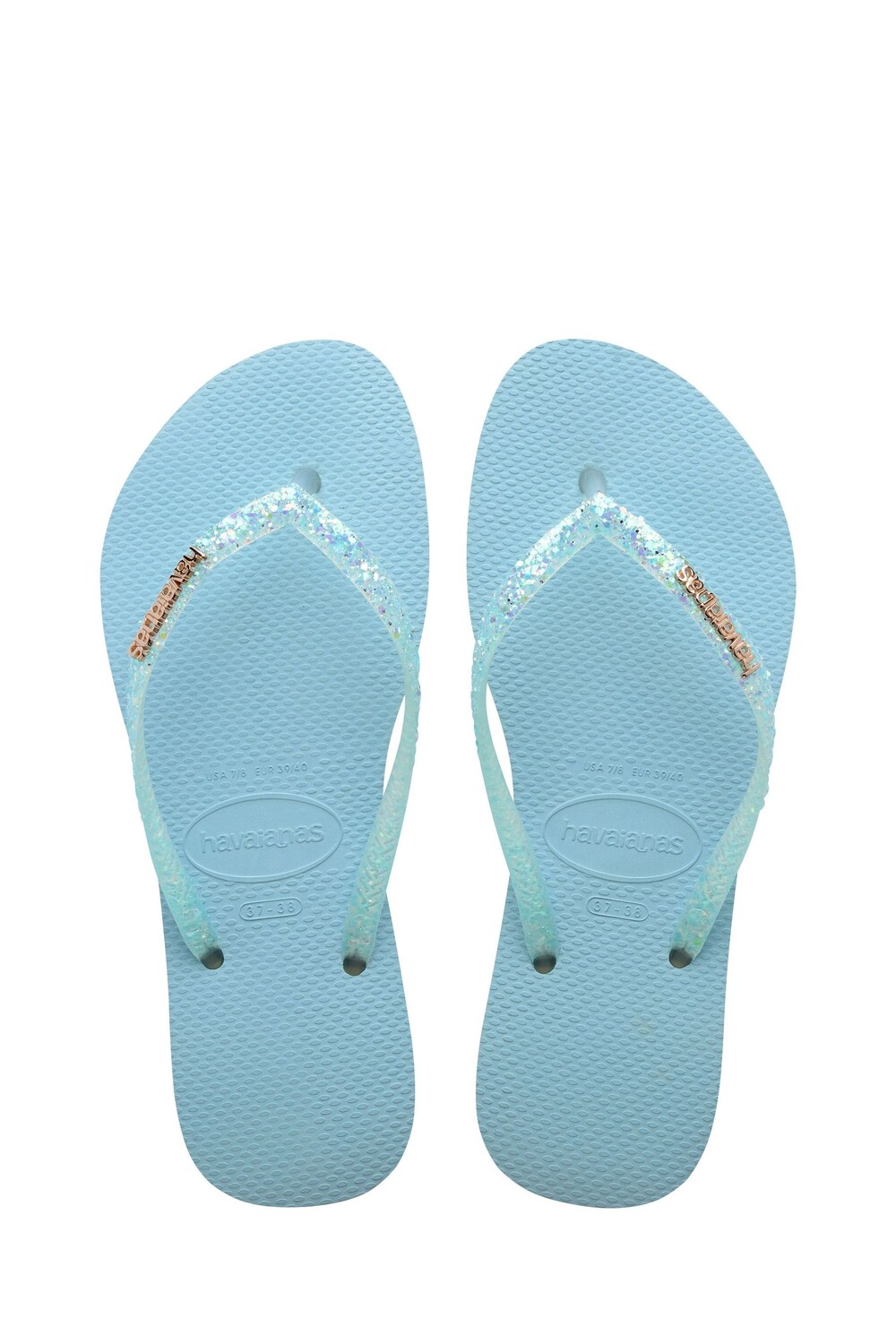

Шлепанцы с узкими бретелями и блестящей отделкой Havaianas, синий
