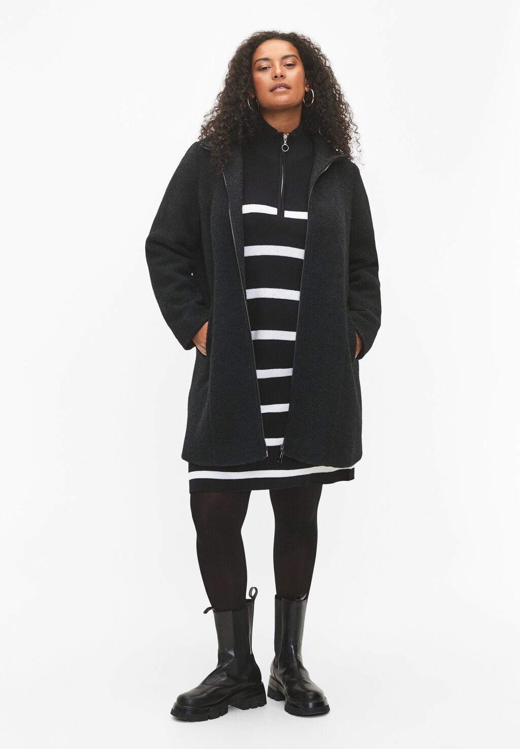 

Классическое пальто Zizzi MIT REISSVERSCHLUSS, цвет black mel
