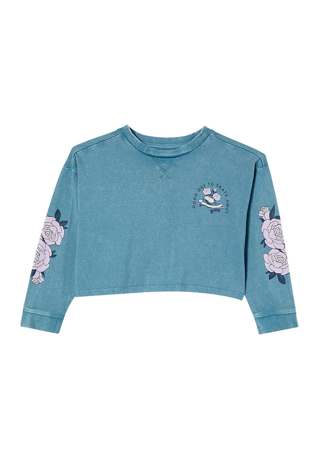 Футболка с длинными рукавами, темно-бирюзовый Storm Skate Away Scout Cropped Cotton On