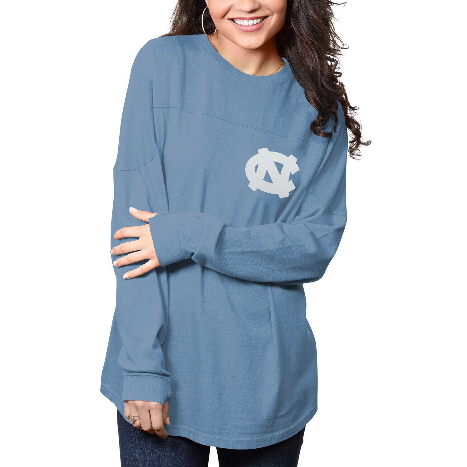 

Женская прессбокс Каролина Синяя Северная Каролина Tar Heels The Big Shirt Негабаритная футболка с длинным рукавом, Синий
