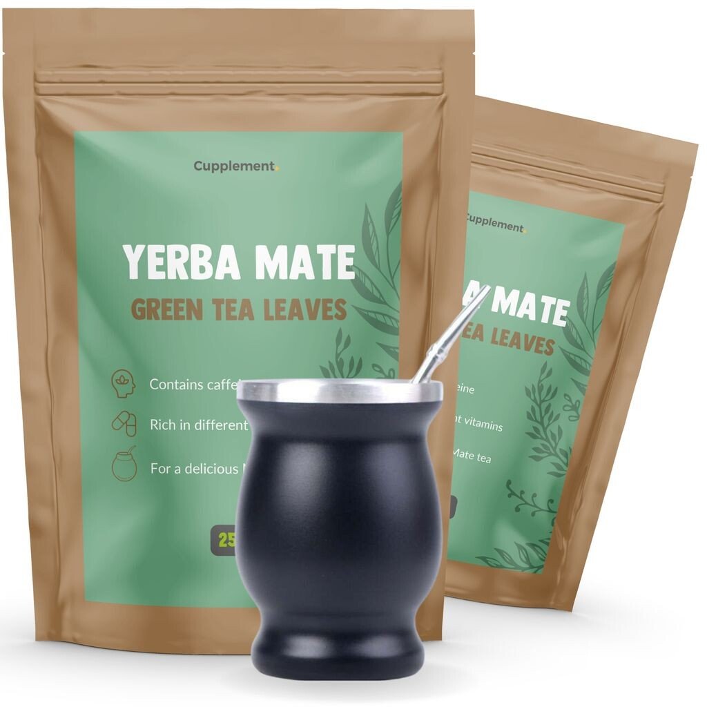 

Cupplement — Стартовый пакет Yerba Mate — Набор из 5 предметов — 2 пакетика чая Yerba Mate, тыква, бомбилла и очищающая палочка — Чашка, чашка — Южная Америка — Традиционный