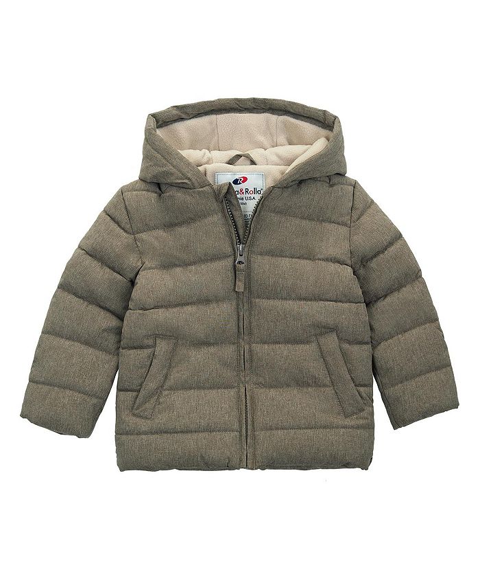 Флисовая куртка-пуховик с капюшоном для маленьких мальчиков Rokka&Rolla, коричневый/бежевый