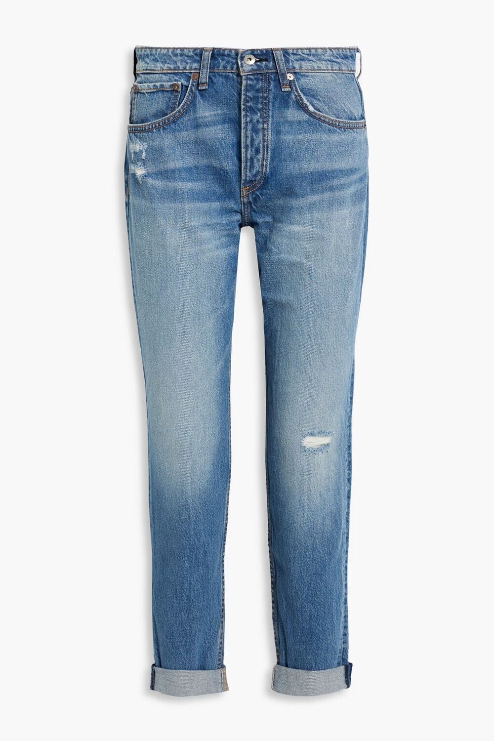 

Джинсы-бойфренды Rosa с потертостями Rag & Bone, легкий деним