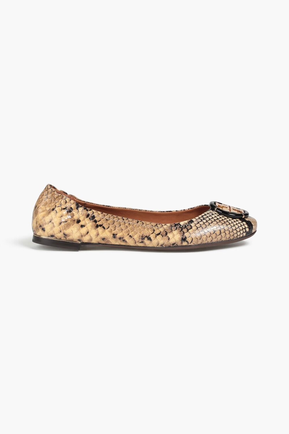 

Украшенные кожаные балетки со змеиным эффектом Tory Burch, цвет Animal print