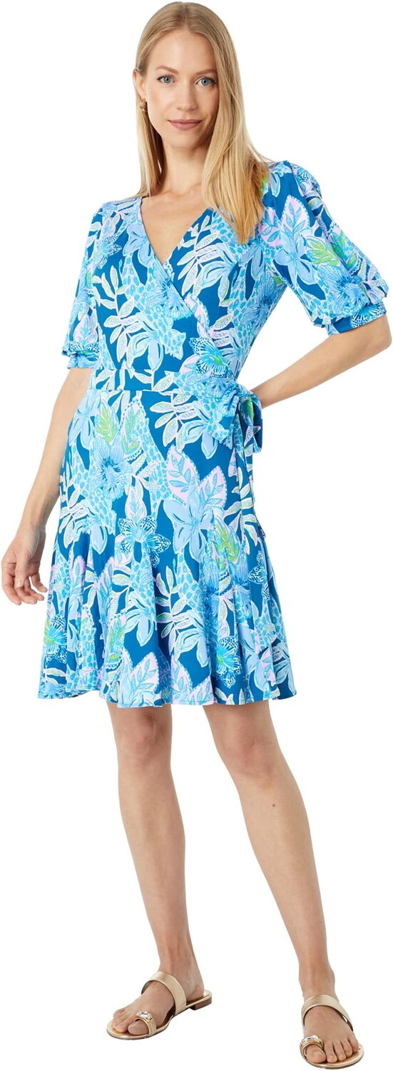 

Платье Kessler с запахом Lilly Pulitzer, цвет Macaw Blue Tall Me About It
