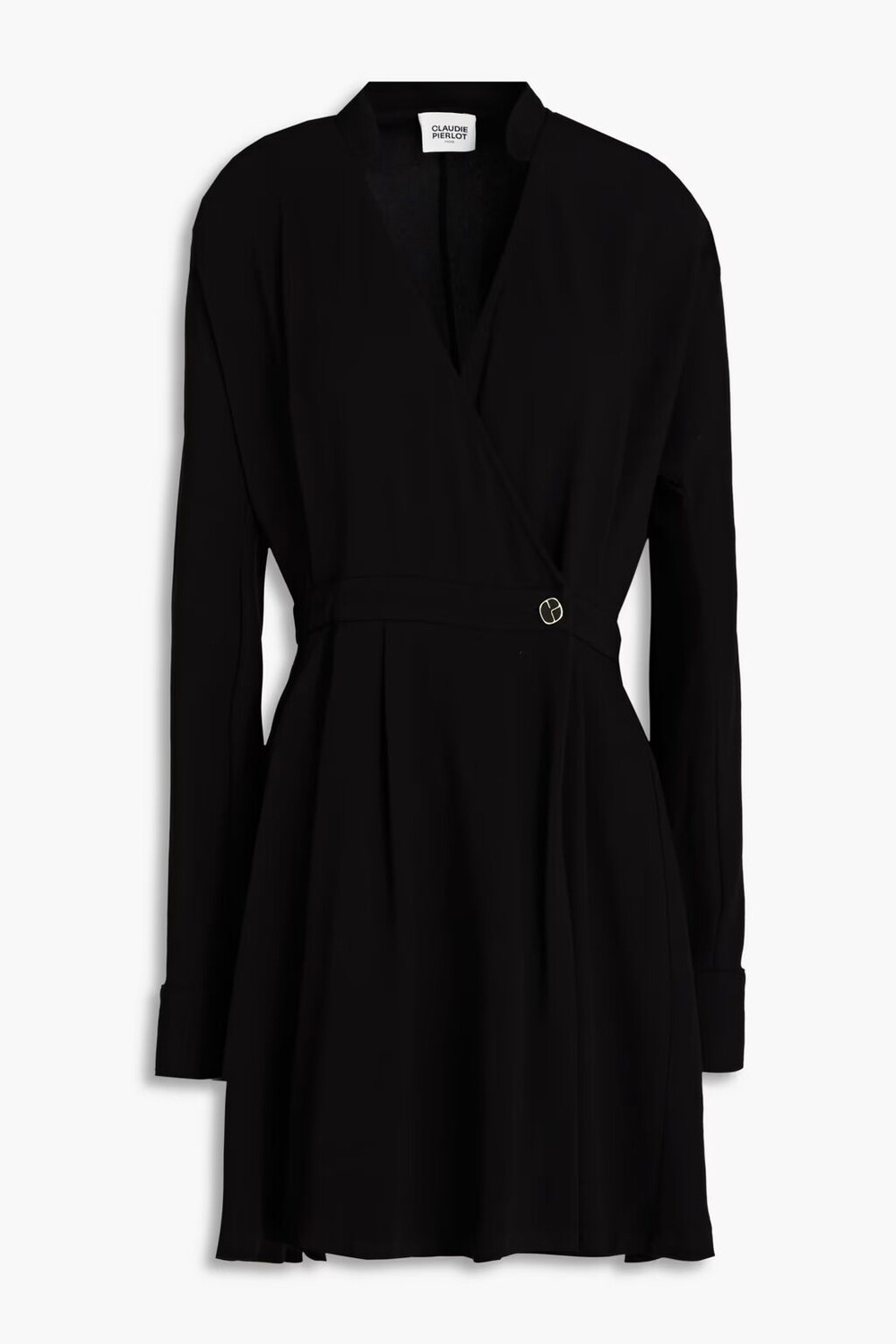 

Плиссированное платье мини с запахом Rosalie из крепа Claudie Pierlot, черный
