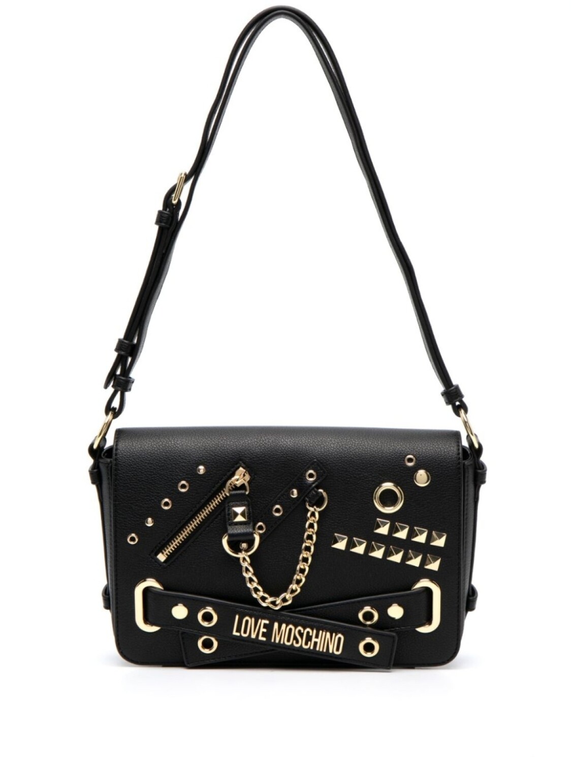 

Love Moschino сумка на плечо с откидным клапаном и заклепками, черный