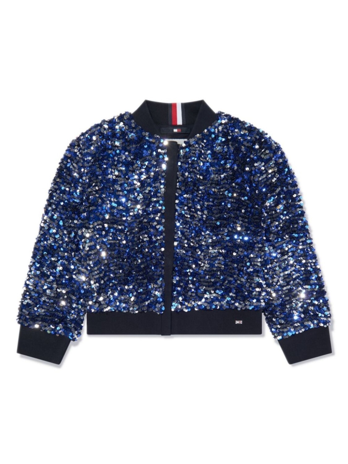 Бомбер с логотипом и пайетками Tommy Hilfiger Junior, синий