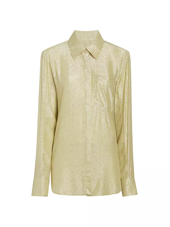 Рубашка из жоржета с эффектом металлик Rosie Assoulin, цвет champagne