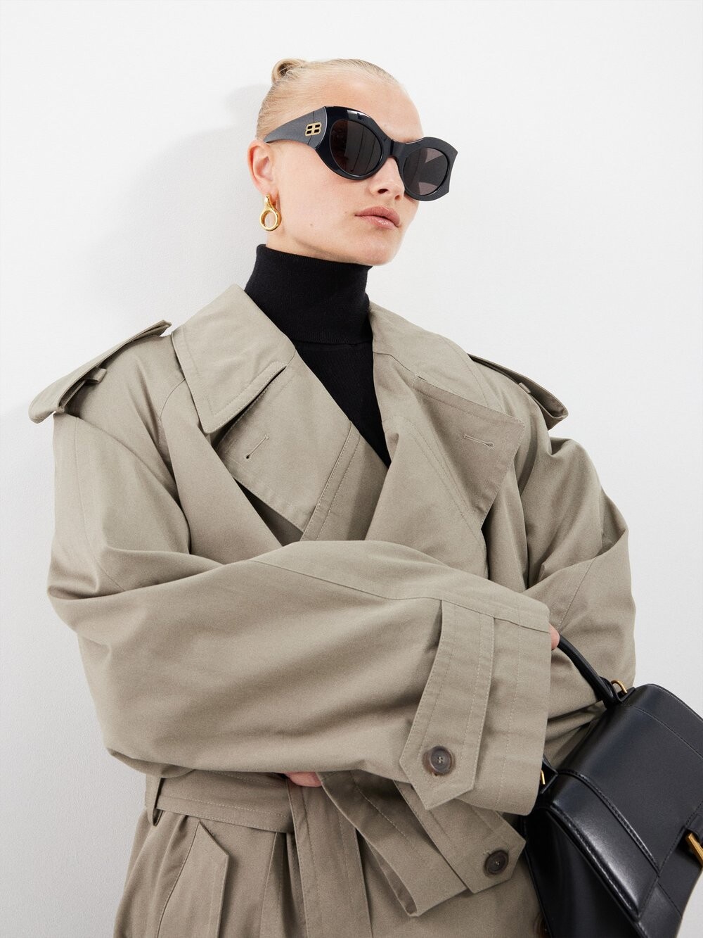 

Круглые солнцезащитные очки «песочные часы» из ацетата Balenciaga, черный