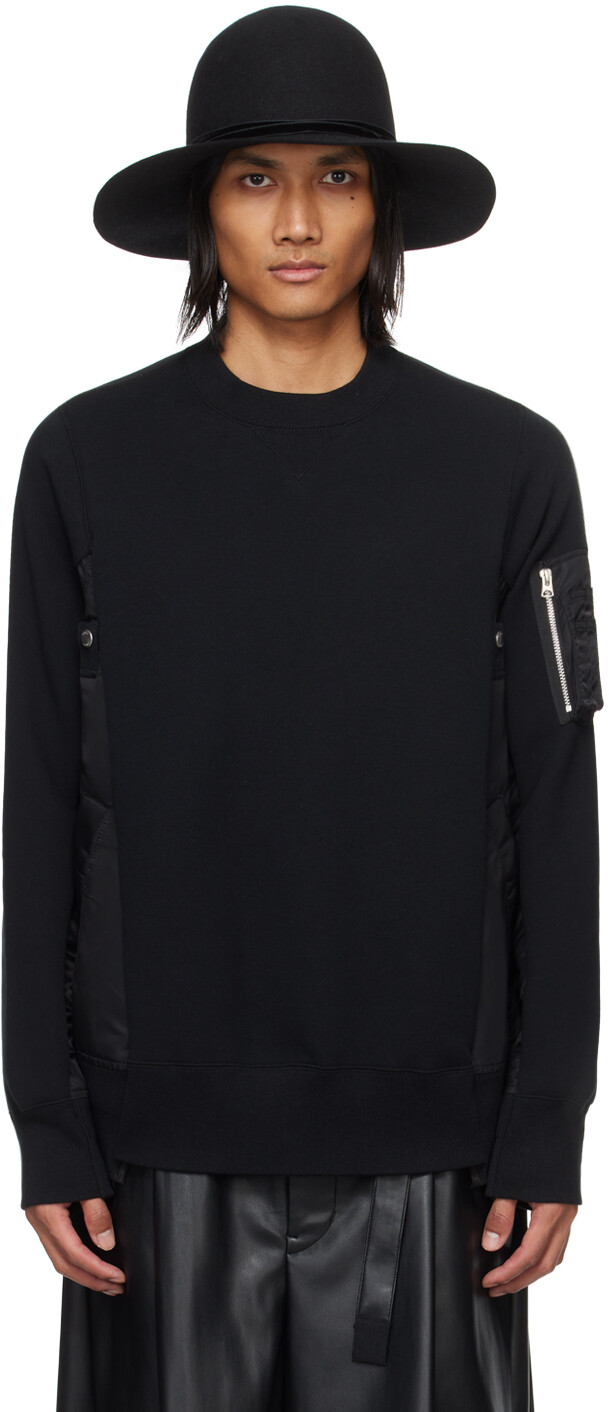 

Черный свитшот со вставками Sacai, цвет Black/Black