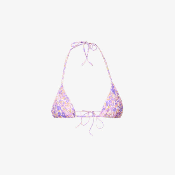 

Лиф бикини Tropez со сборками и вырезом халтер House Of Cb, цвет violet floral
