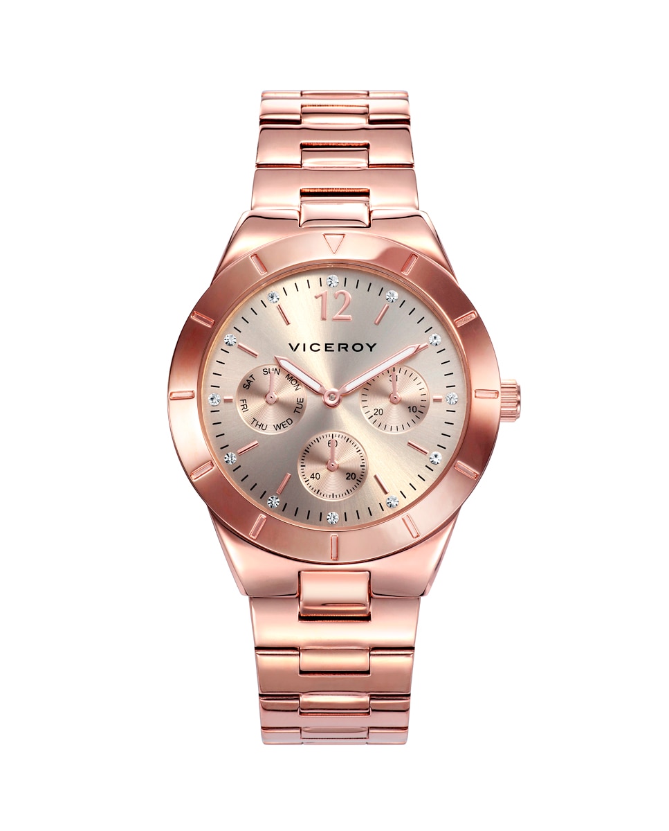 Шикарные многофункциональные женские часы из стали с розовым IP-адресом Viceroy, розовый