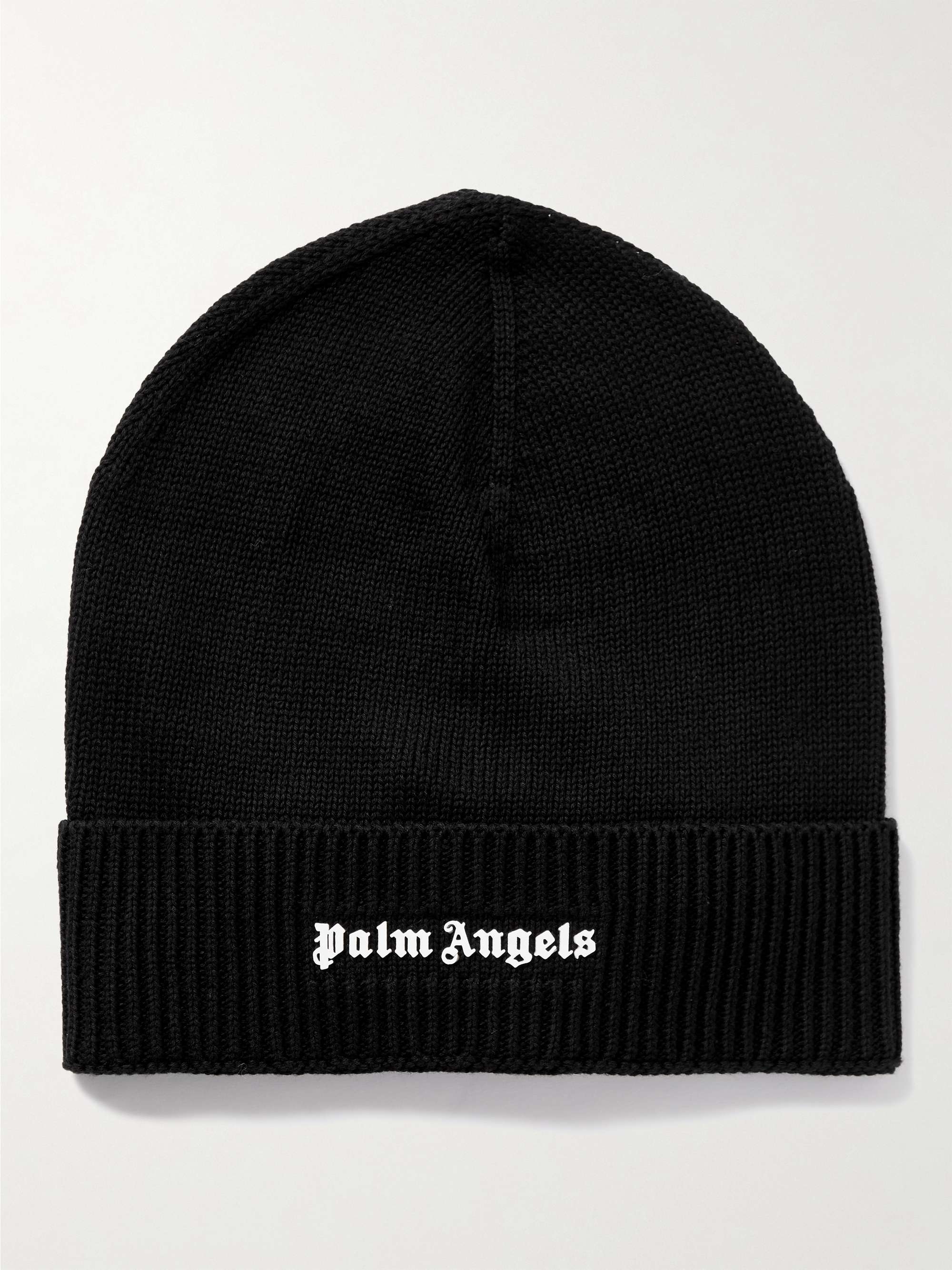 Хлопковая шапка в рубчик с логотипом PALM ANGELS, черный