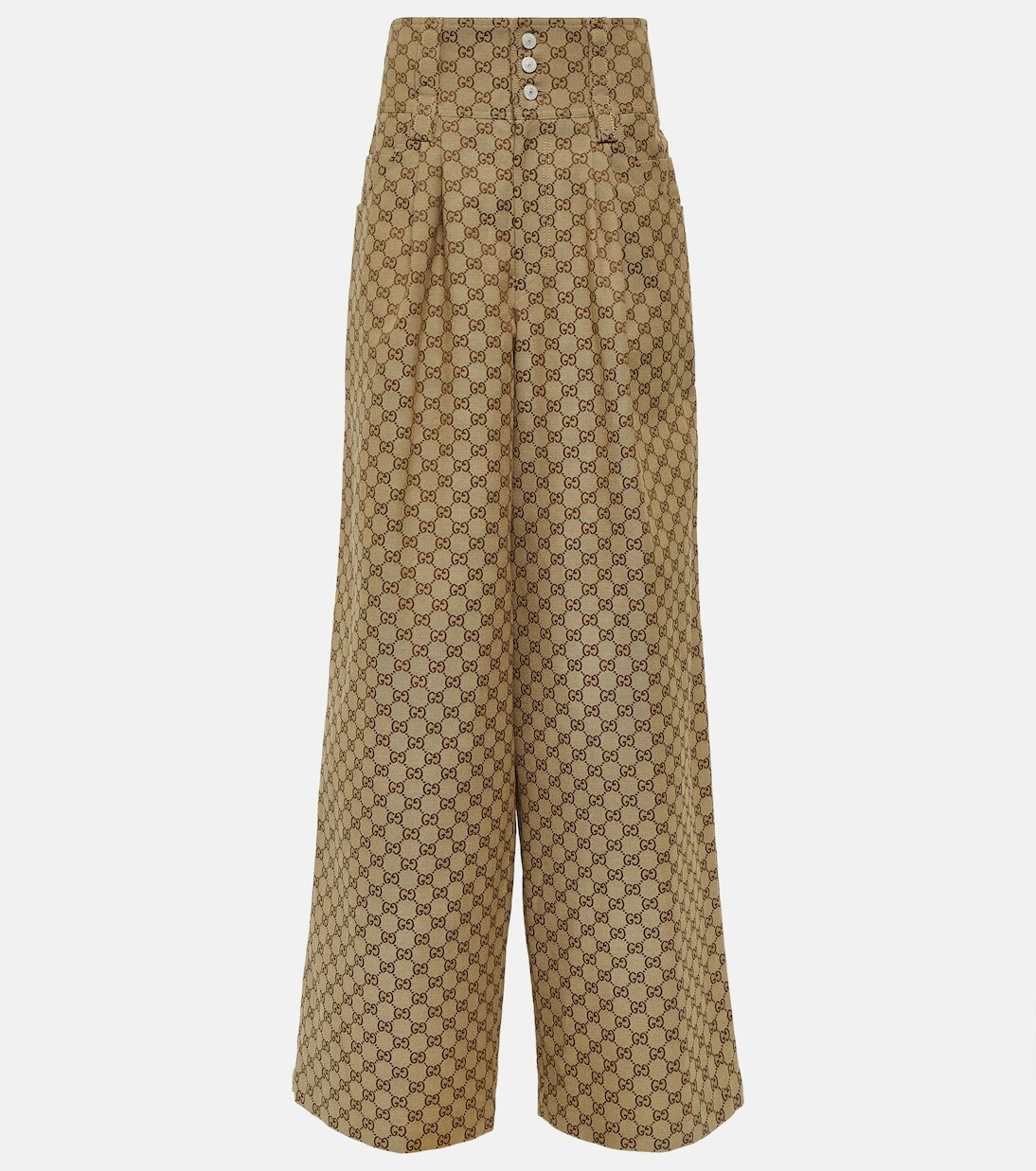 

Широкие брюки из хлопковой ткани gg Gucci, мультиколор