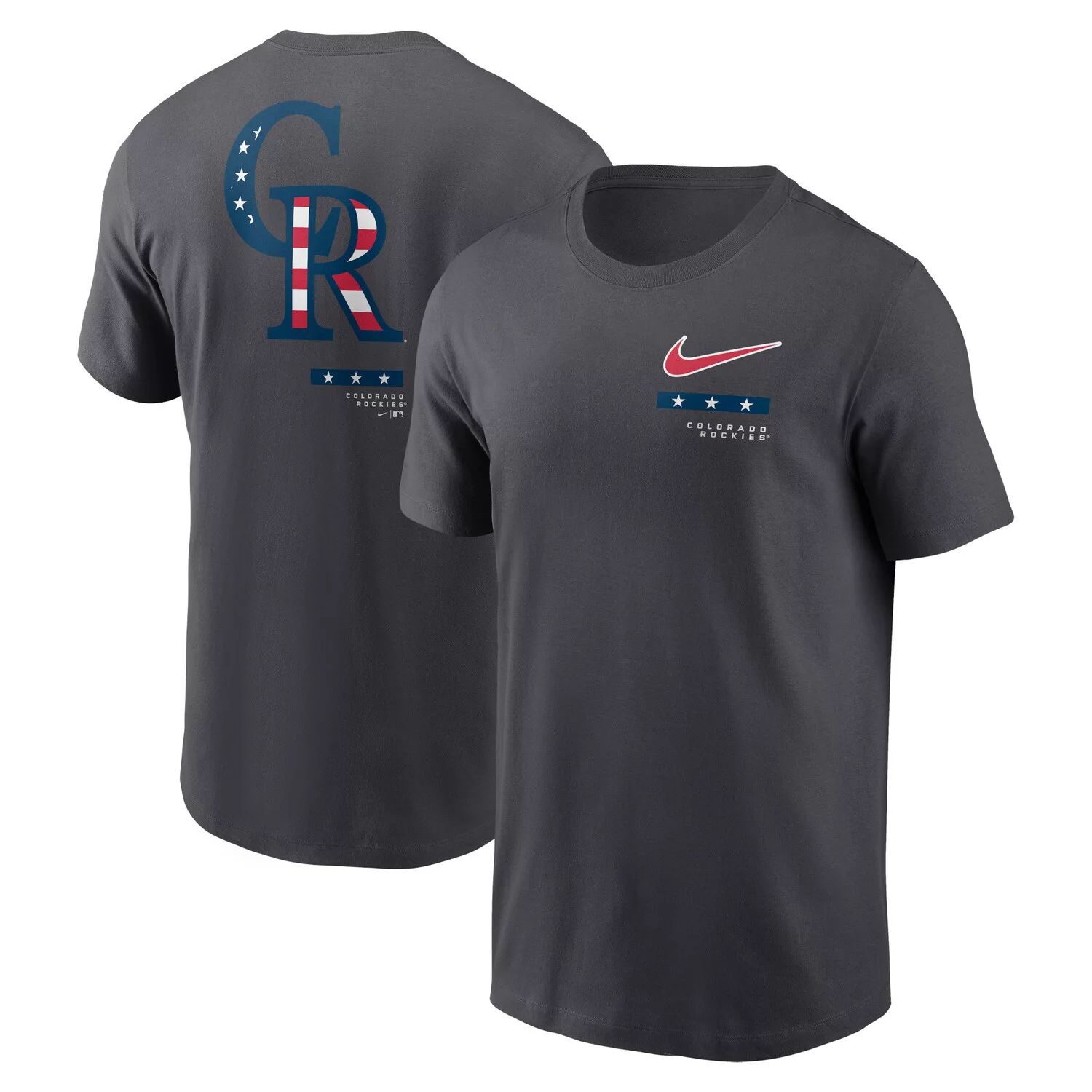 Мужская футболка Nike антрацитового цвета Colorado Rockies Americana