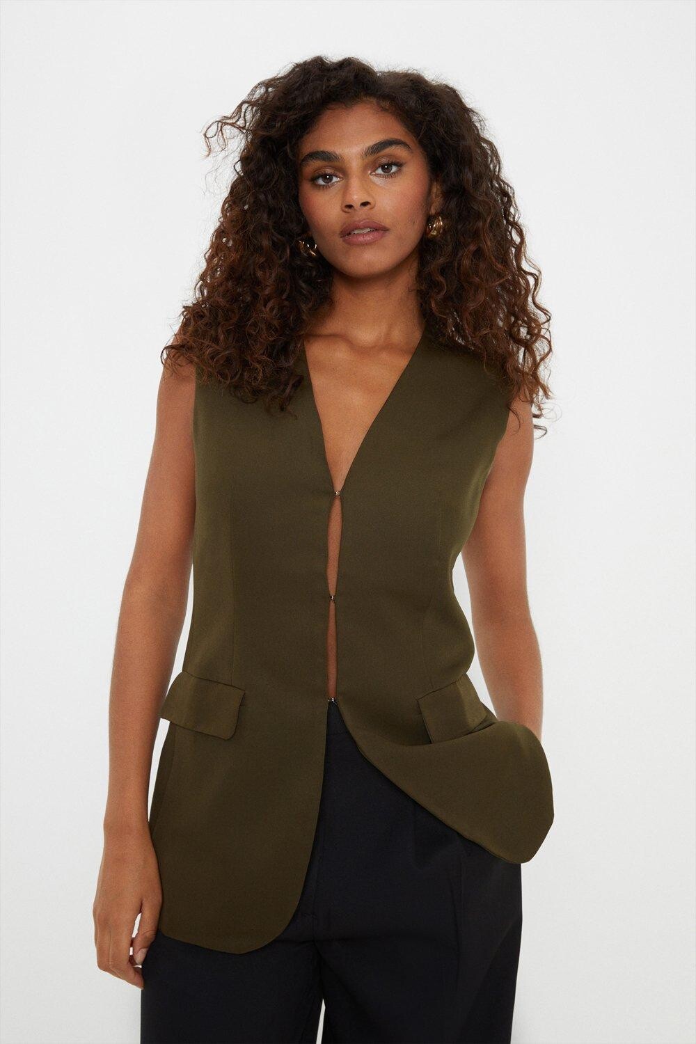 

Длинный жилет Dorothy Perkins, хаки