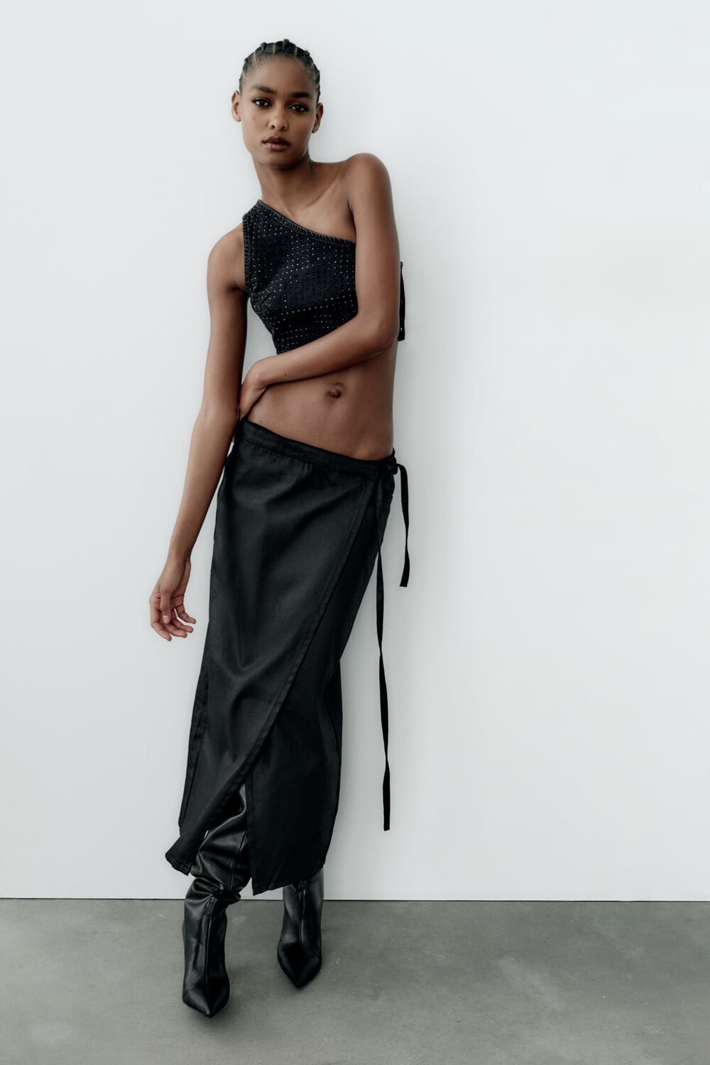 Юбка trf с джинсовым покрытием ZARA, черный