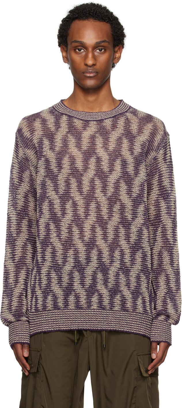 

Серо-коричневый жаккардовый свитер Dries Van Noten