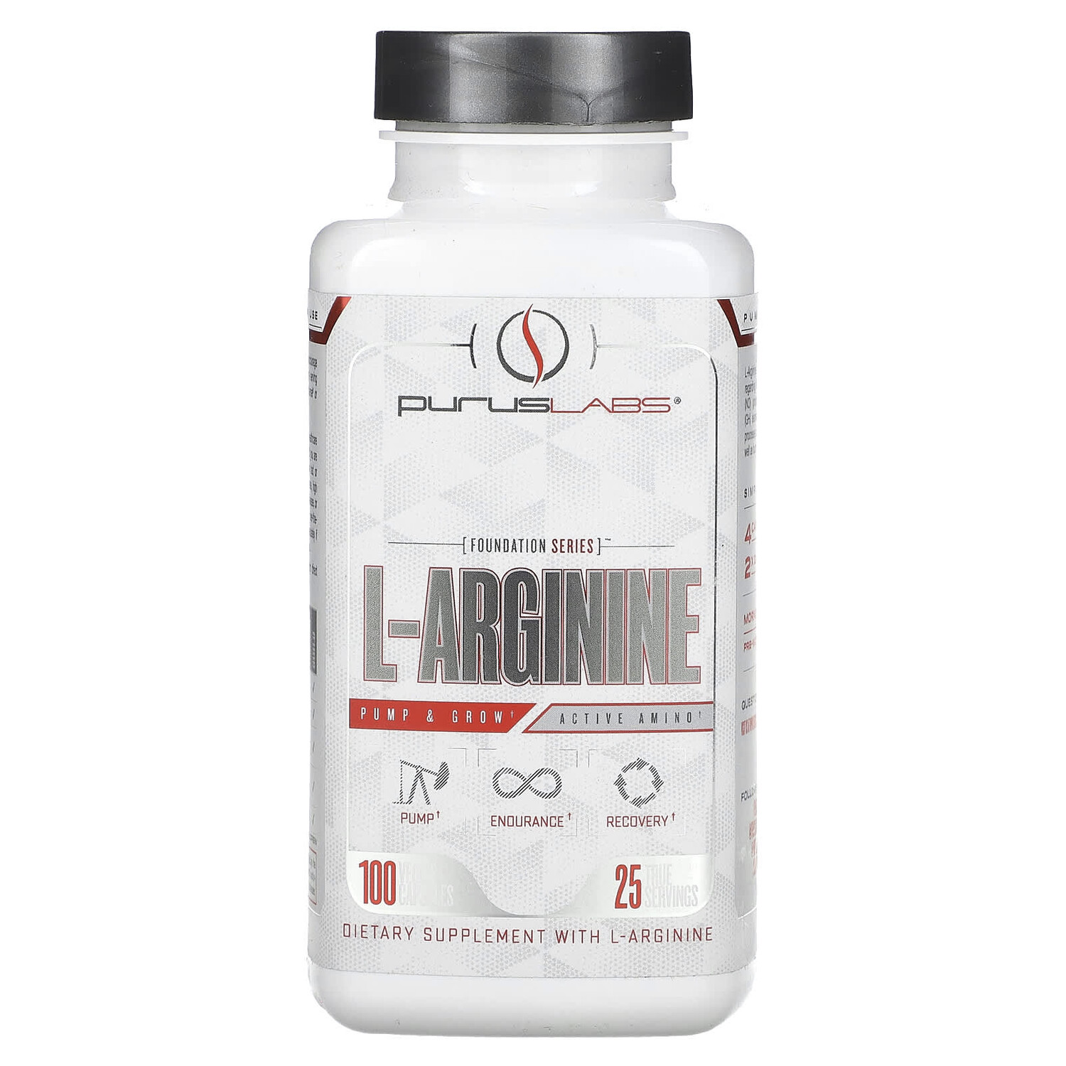 

Foundation Series, L-аргинин, 100 растительных капсул, Purus Labs