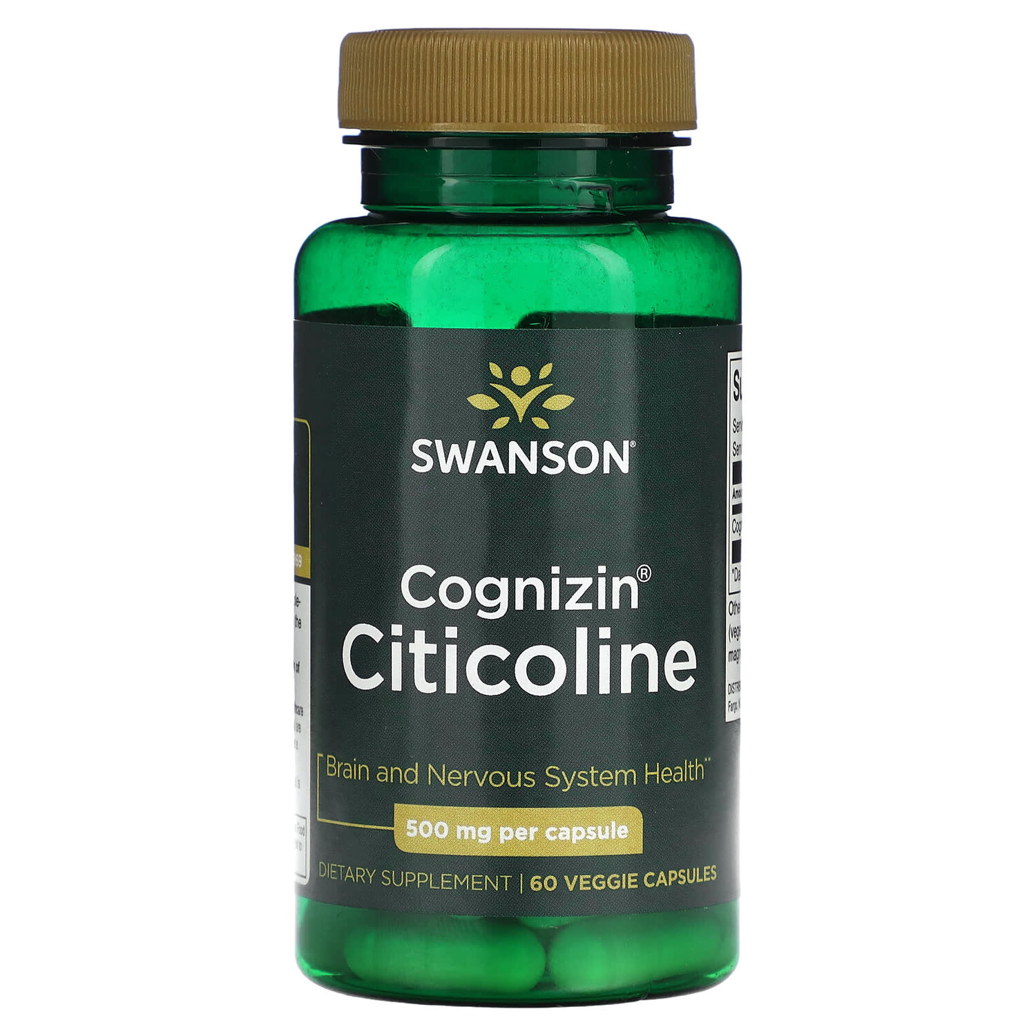 

Cognizin Citicoline, 500 мг, 60 растительных капсул, Swanson