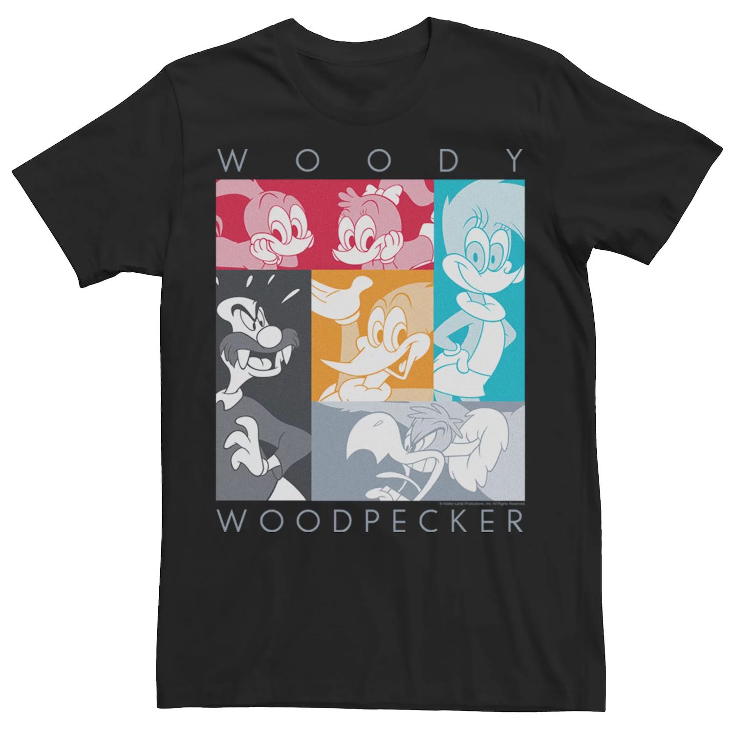 Мужская футболка с цветными вставками и коллажем Woody Woodpecker Licensed Character