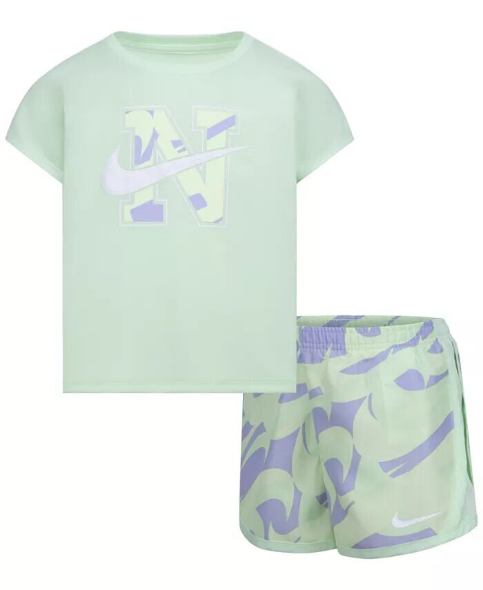 

Маленькие девочки 2 шт. Комплект футболки Prep In Your Step и шорт Tempo Nike, синий